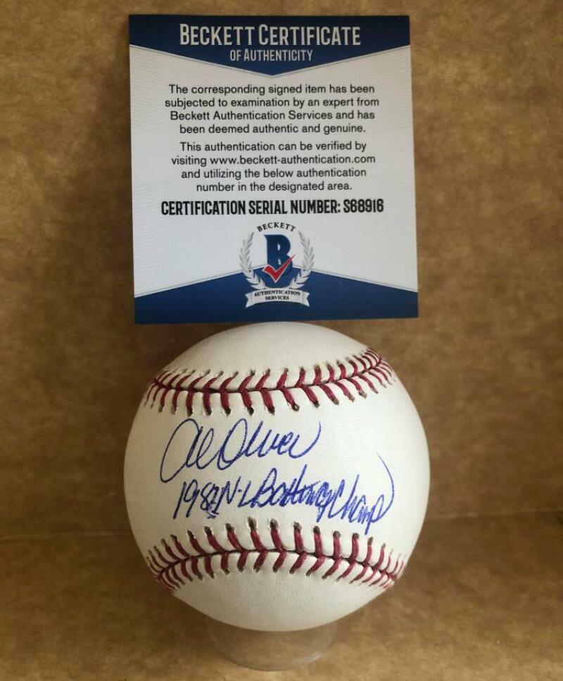 AL OLIVER 1982 BATTING CHAMP PIRATES SIGNED AUTO M.L. BASEBALL BECKETT S68916