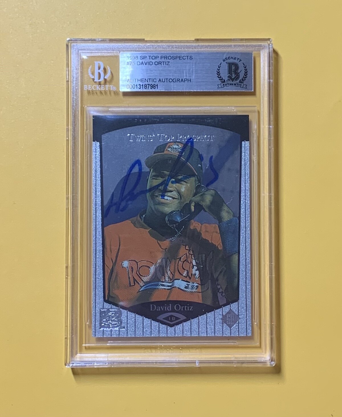 1998 SP TOP PROSPECTS DAVID ORTIZ #75 AUTHENTIC AUTO BECKETT CERTIFIED RED SOX