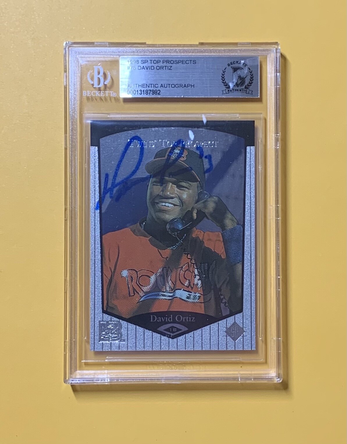 1998 SP TOP PROSPECTS DAVID ORTIZ #75 AUTHENTIC AUTO BECKETT CERTIFIED RED SOX