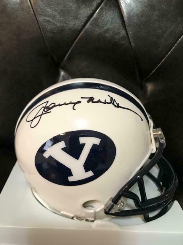 JOHNNY MILLER AUTOGRAPHED BYU MINI-HELMET PGA LEGEND+CAREER STATS JSA