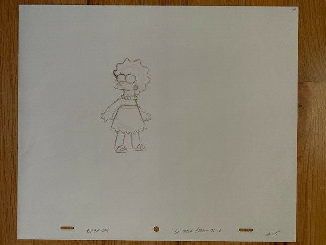 SIMPSONS CARTOON ANIMATION ART PENCIL CEL DRAWING OF LISA SIMPSON AWESOME+RARE