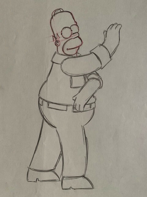 SIMPSONS CARTOON ANIMATION ART PENCIL CEL DRAWING OF HOMER SIMPSON VERY COOL COLLECTIBLE MEMORABILIA