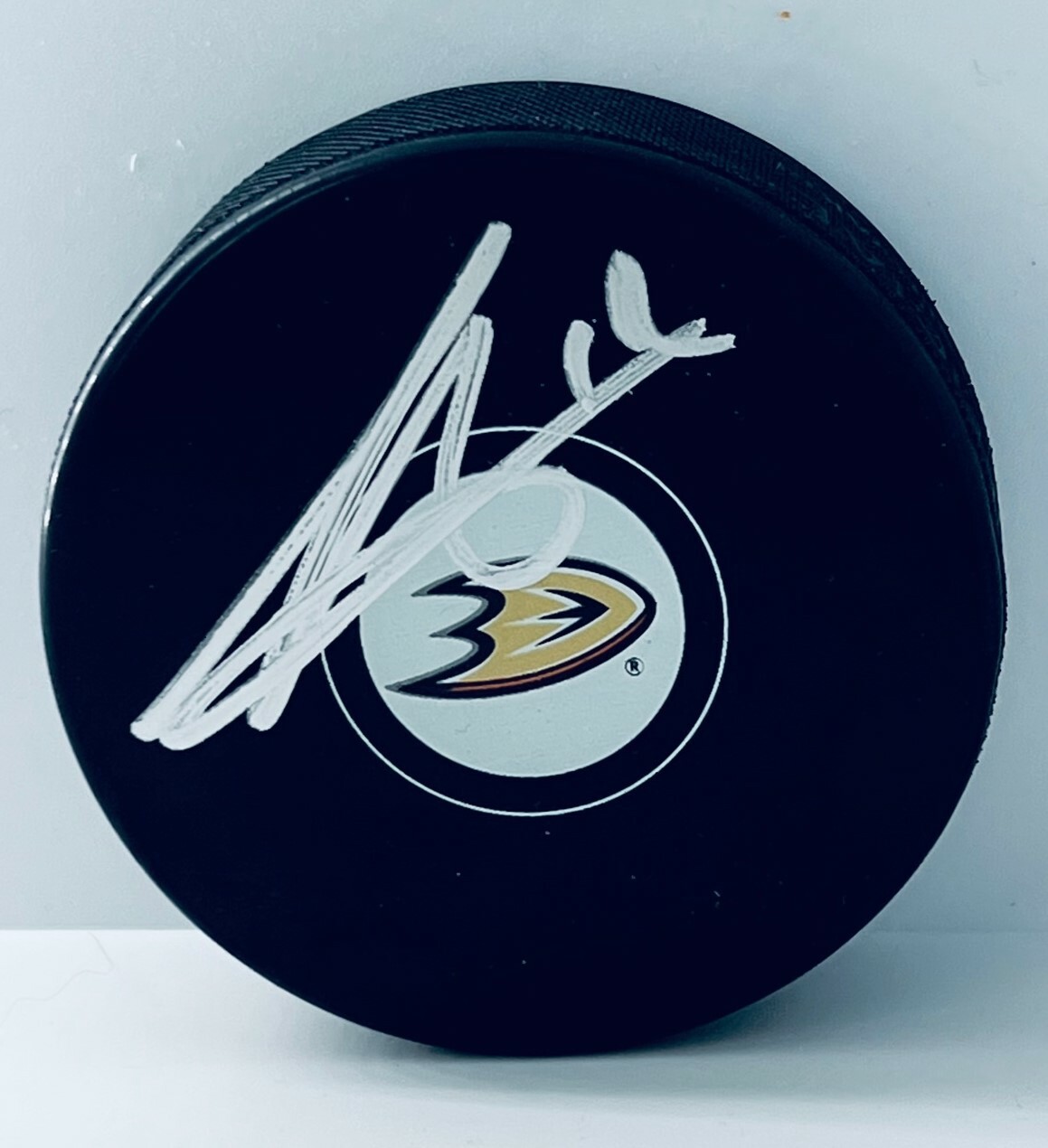 Sonny Milano signed Anaheim Ducks Puck autographed