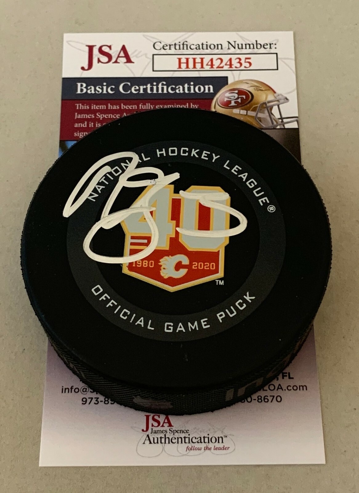 Mark Giordano signed Calgary Flames 40th Anniversary Game Puck autographed JSA