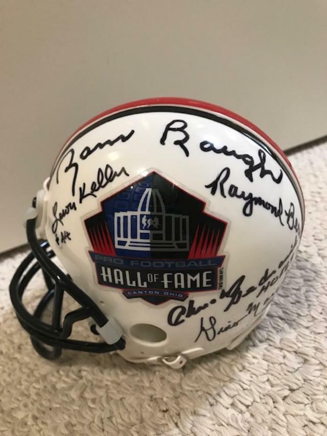 NFL HOF HAND SIGNED MINI HELMET+COA SIGNED BY 11 BAUGH+BEDNARIK+SHULA+8