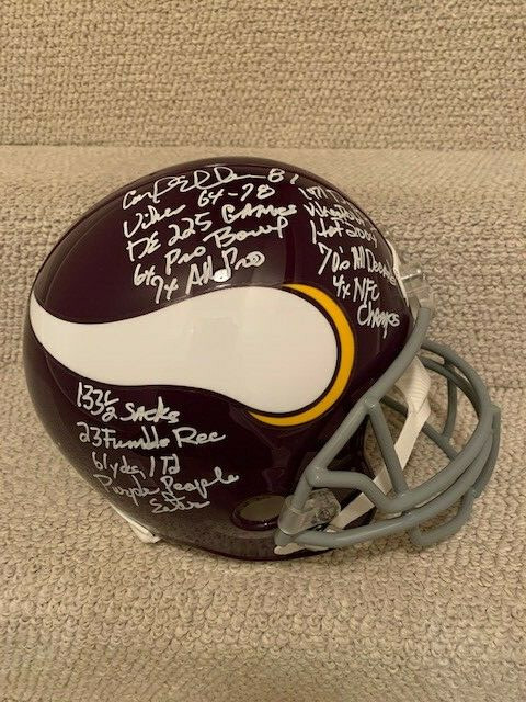 CARL ELLER SIGNED FULL SIZE VIKINGS STAT HELMET 16 INSCRIPTIONS JSA