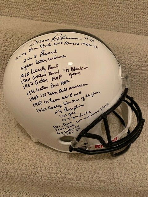 DAVE ROBINSON HAND SIGNED PENN STATE FULL SIZE HELMET 18 INSCRIPTIONS JSA