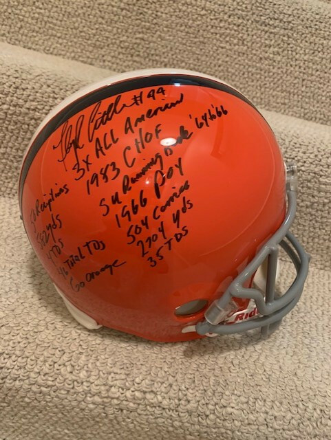 FLOYD LITTLE SIGNED FULL SIZE SYRACUSE HELMET+JSA RARE 12 INSCRIPTIONS