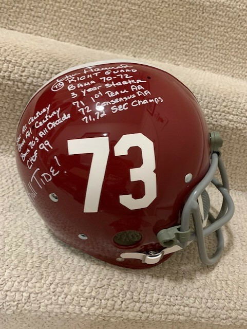 JOHN HANNAH SIGNED FULL SIZE ALABAMA STAT HELMET RARE 11 INSCRIPTIONS