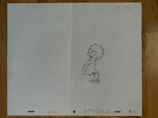 SIMPSONS CARTOON ANIMATION ART PENCIL CEL DRAWING OF LISA SIMPSON AWESOME