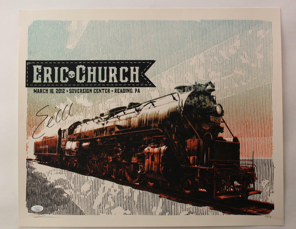 ERIC CHURCH SIGNED AUTOGRAPH 17X21 CONCERT TOUR POSTER - READING PA 3/16/12 JSA