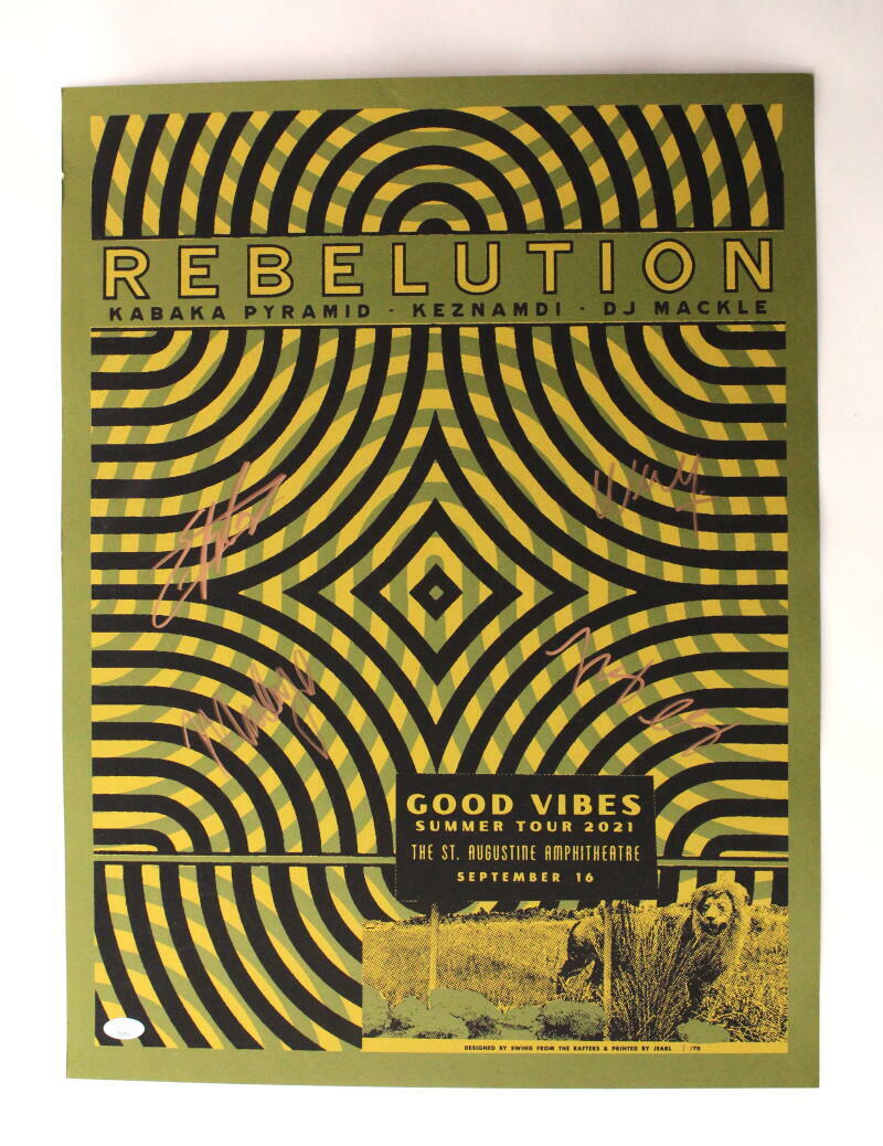 REBELUTION X4 SIGNED AUTOGRAPH 18X24 CONCERT TOUR POSTER - GOOD VIBES TOUR JSA