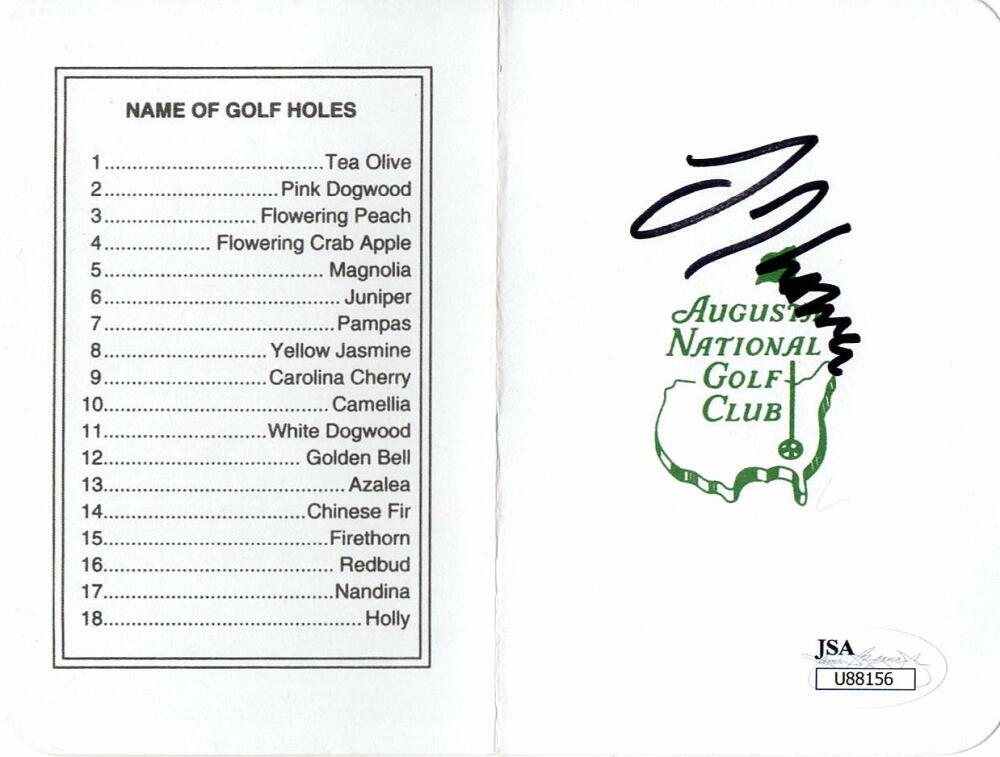JUSTIN THOMAS SIGNED AUTOGRAPH AUGUSTA NATIONAL SCORECARD - PGA CHAMPION W/ JSA