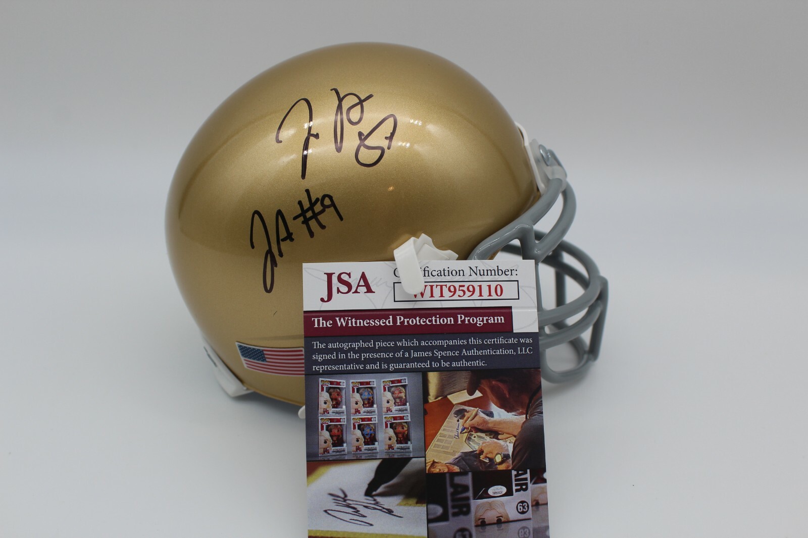 Justin and Jayson Ademilola Dual Signed Notre Dame Mini Helmet w/JSA COA #1