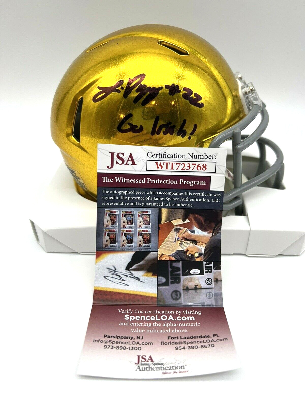 Logan Diggs Signed Notre Dame Fighting Irish Mini Helmet w/JSA COA Witness #4