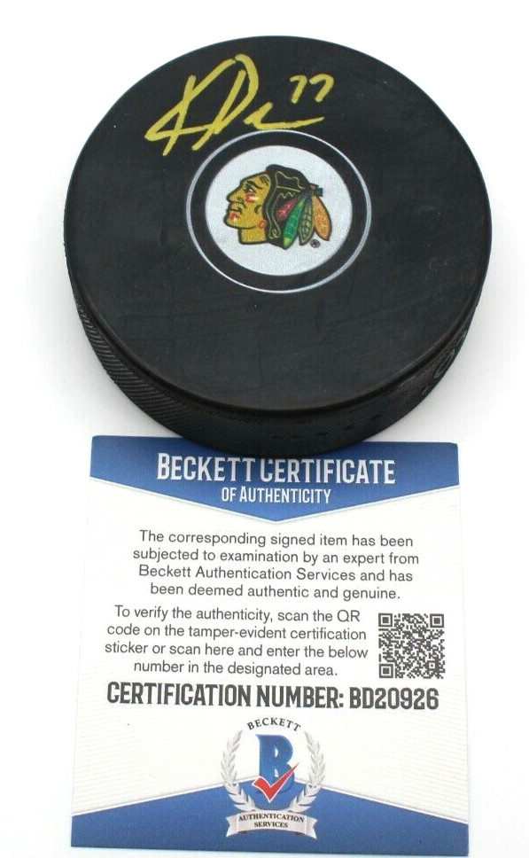 Kirby Dach Signed Chicago Blackhawks Hockey Puck w/Beckett COA BD20926