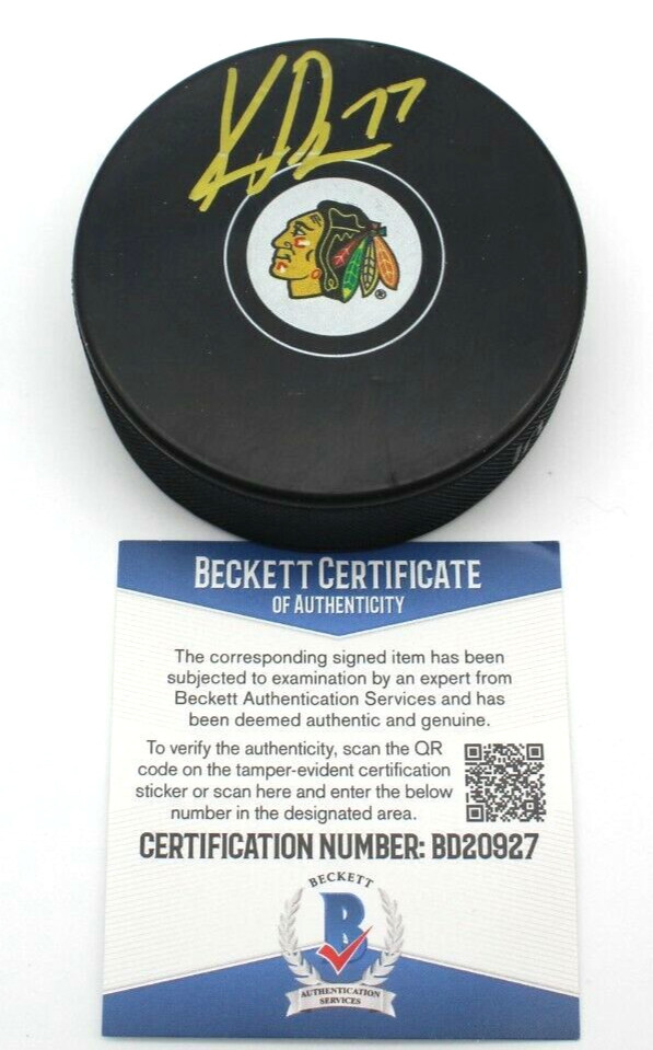 Kirby Dach Signed Chicago Blackhawks Hockey Puck w/Beckett COA BD20927