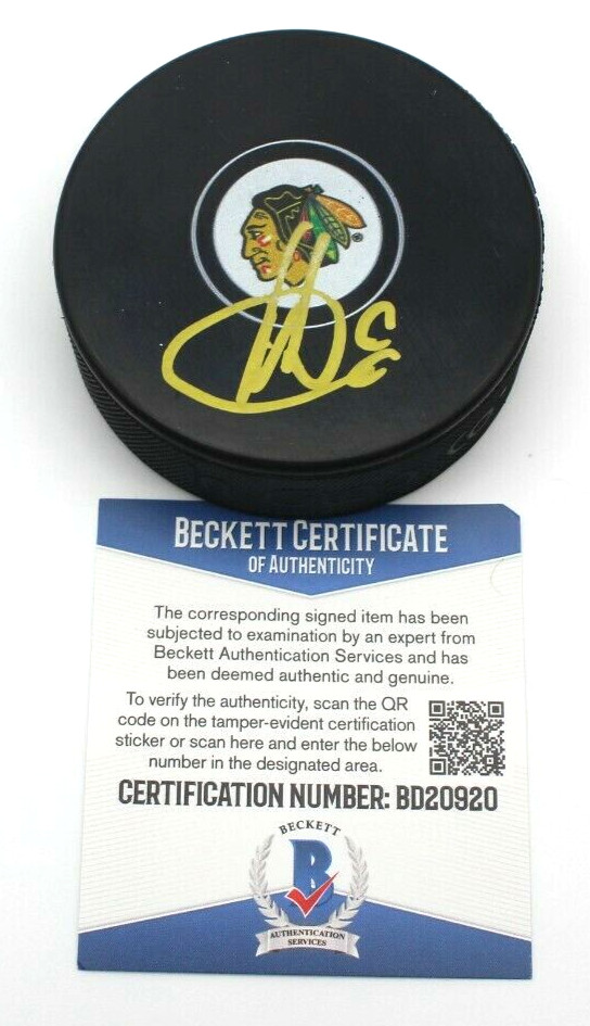 Dominik Kubalik Signed Chicago Blackhawks Hockey Puck w/Beckett COA BD20920