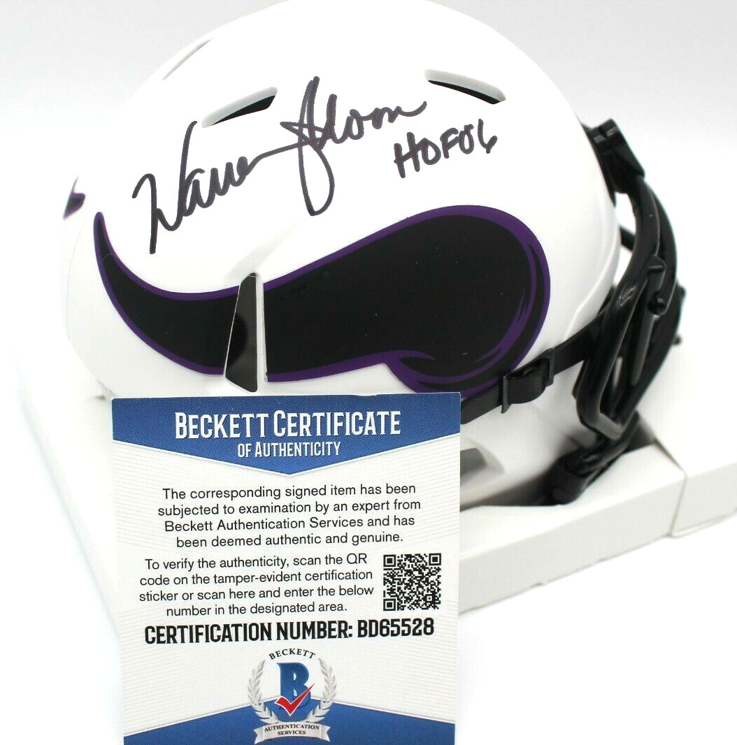 WARREN MOON SIGNED VIKINGS LUNAR ECLIPSE MINI HELMET W/BECKETT COA BD65528 COLLECTIBLE MEMORABILIA
