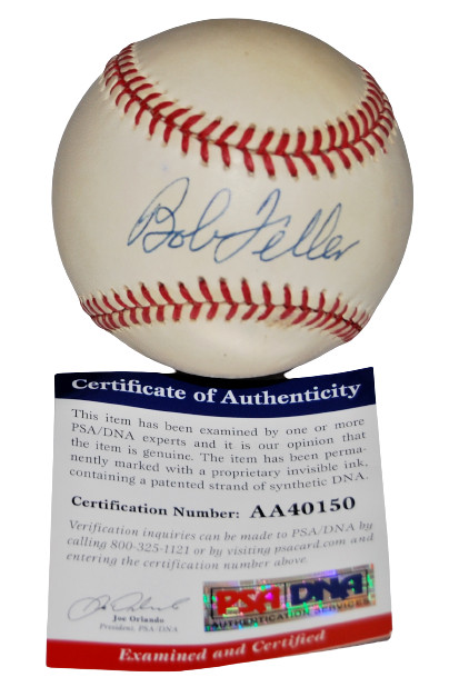 BOB FELLER signed American League baseball (CLEVELAND INDIANS) PSA/DNA AA40150