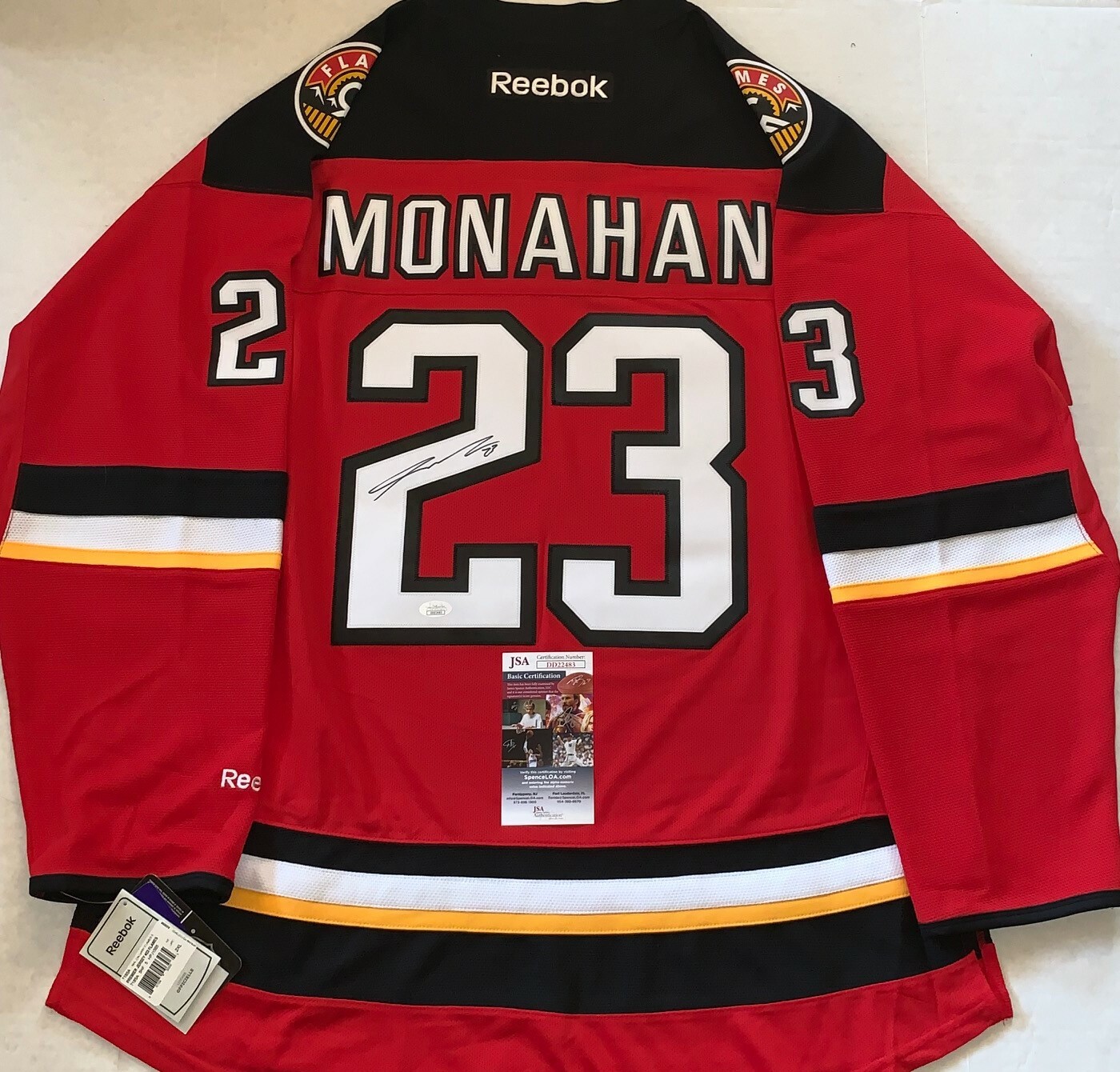 Sean Monahan signed Calgary Flames Reebok Premier XXL jersey autographed JSA