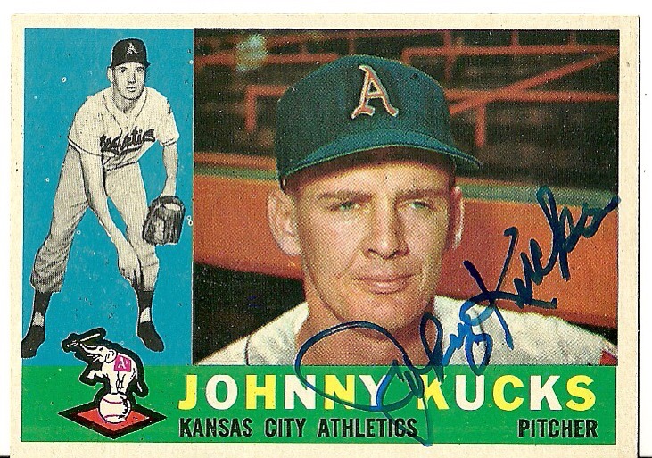 JOHNNY KUCKS KANSAS CITY ATHLETICS SIGNED AUTOGRAPHED 1960 TOPPS CARD #177 W/COA