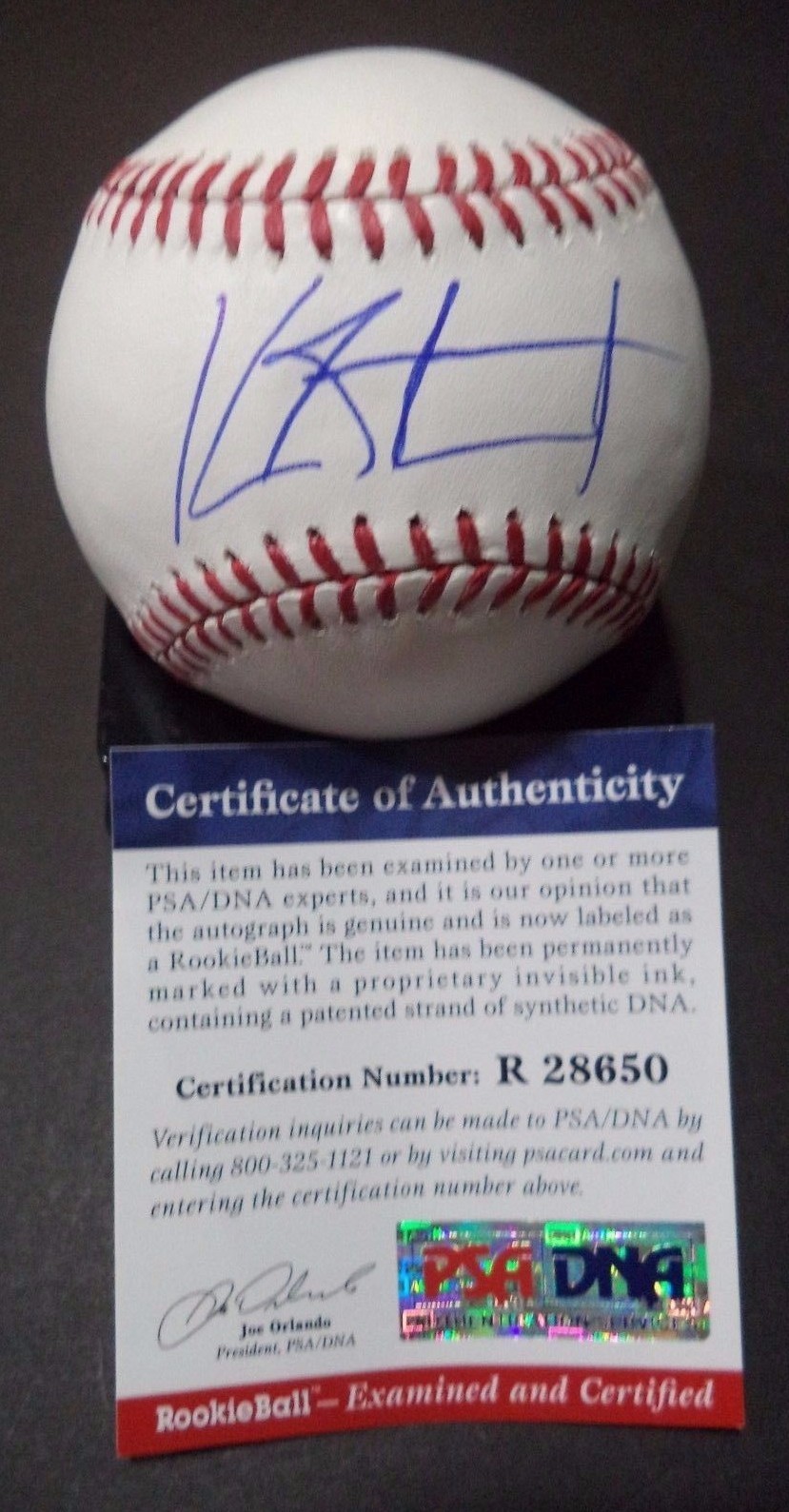 KOHL STEWART MINNESOTA TWINS SIGNED ML BASEBALL ROOKIE GRAPH PSA/DNA COA #R28650