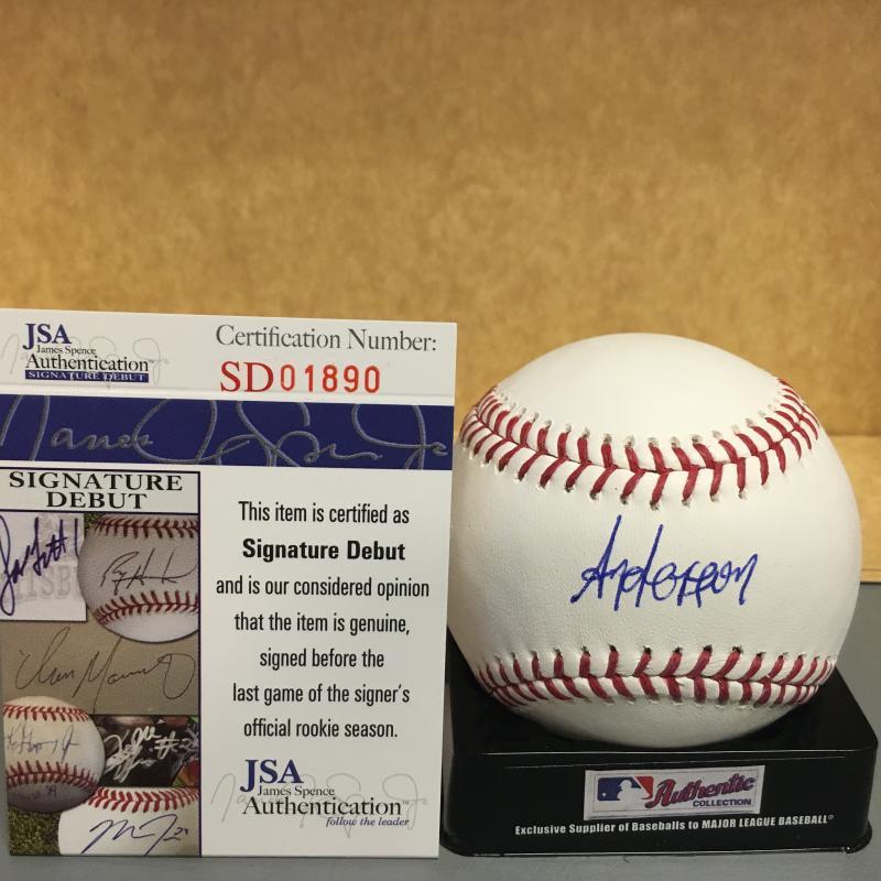 ANDERSON ESPINOZA BOSTON RED SOX SIGNATURE DEBUT M.L. SIGNED BASEBALL JSA SD0189