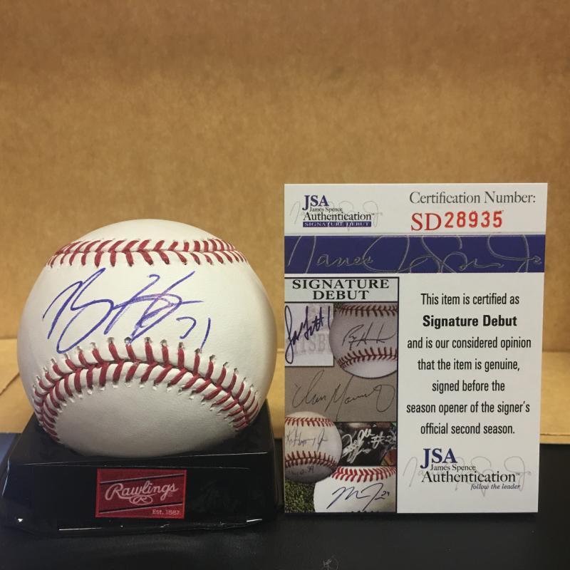 BRENT HONEYWELL TAMPA BAY RAYS SIG DEBUT SIGNED M.L. BASEBALL JSA SD28935