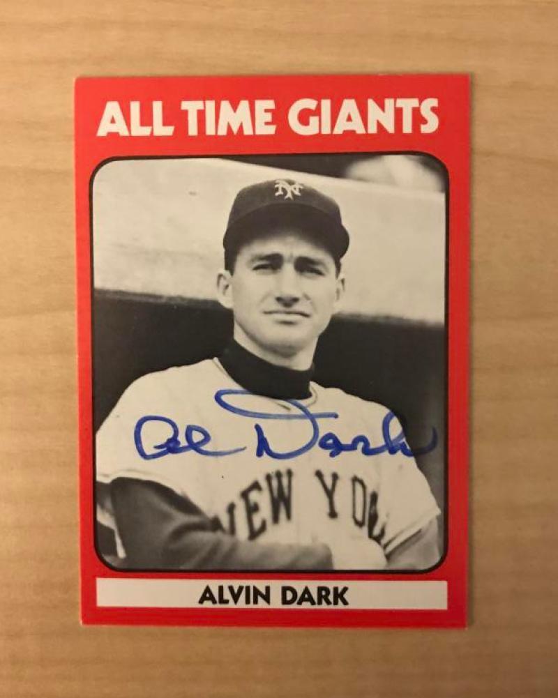ALVIN DARK NEW YORK GIANTS SIGNED DECEASED 1980 TCMA CARD W/COA