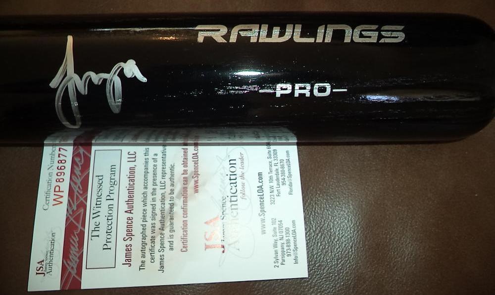 FRANCISCO MEJIA CLEVELAND INDIANS SIGNED AUTO BLACK BIG STICK BAT JSA WP896877