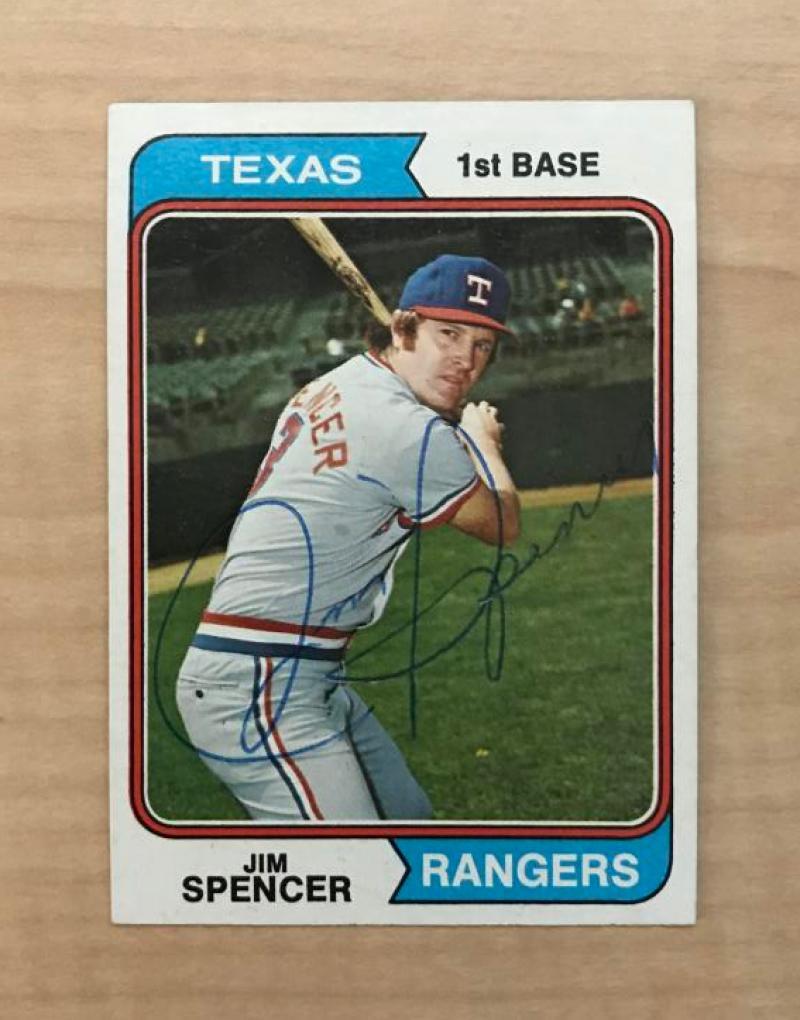 JIM SPENCER TEXAS RANGERS SIGNED VINTAGE DECEASED 1974 TOPPS CARD #580 W/COA
