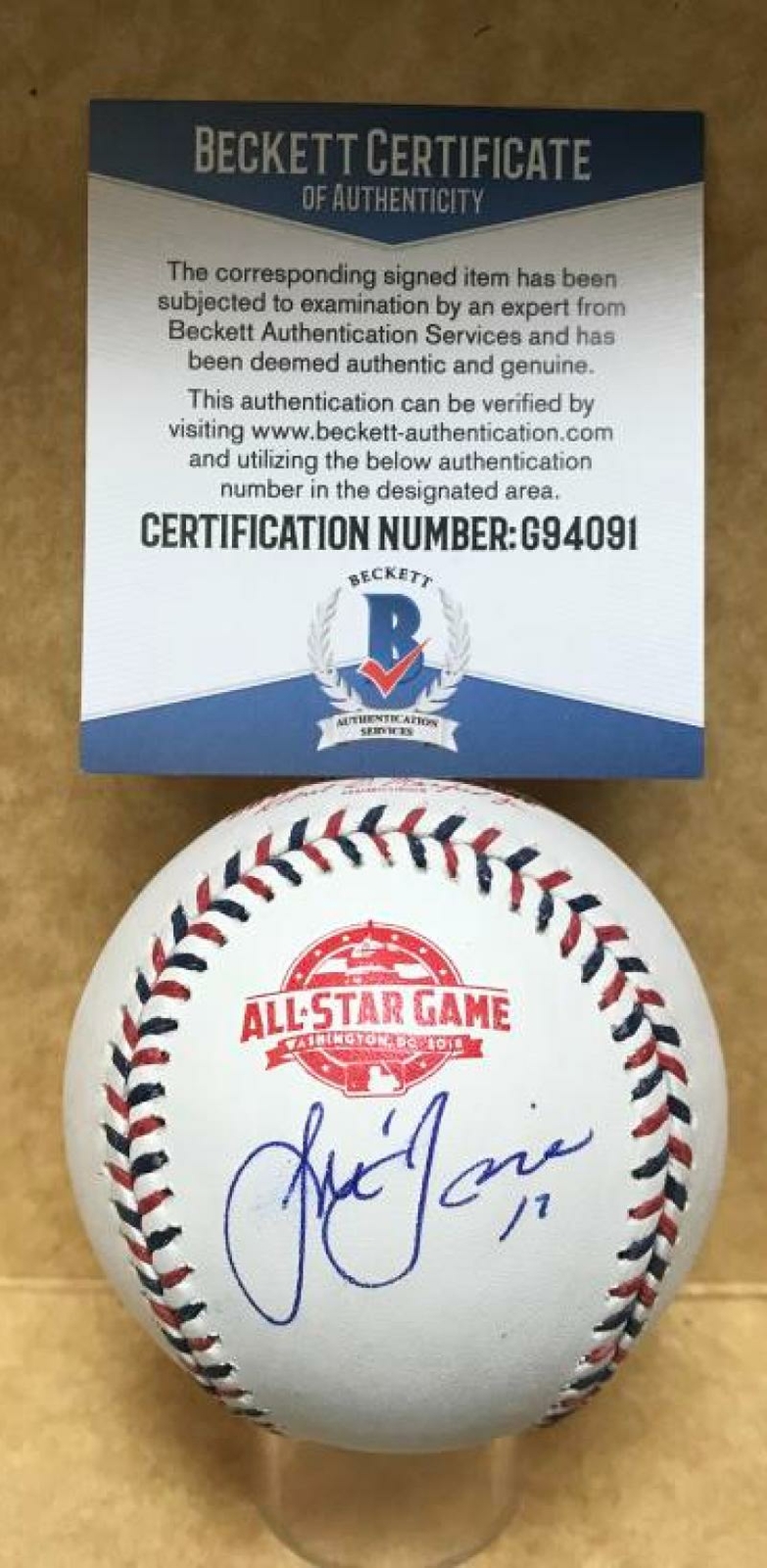 JOSE BERRIOS MINNESOTA TWINS SIGNED 2018 ALL STAR BASEBALL BECKETT G94091