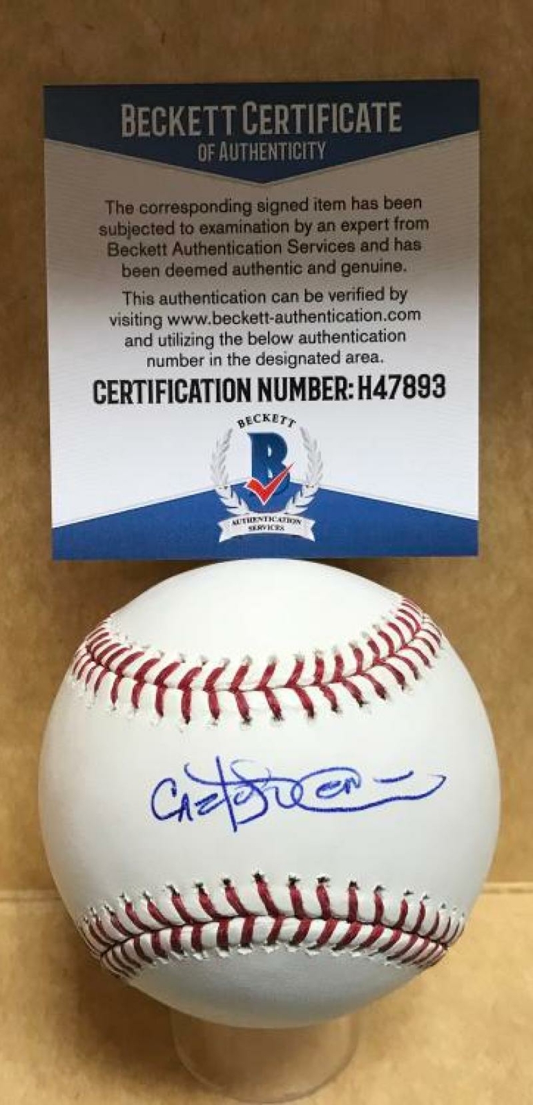 CARLOS PENA RANGERS/CUBS/RED SOX ESPN SIGNED AUTO M.L. BASEBALL BECKETT H47893