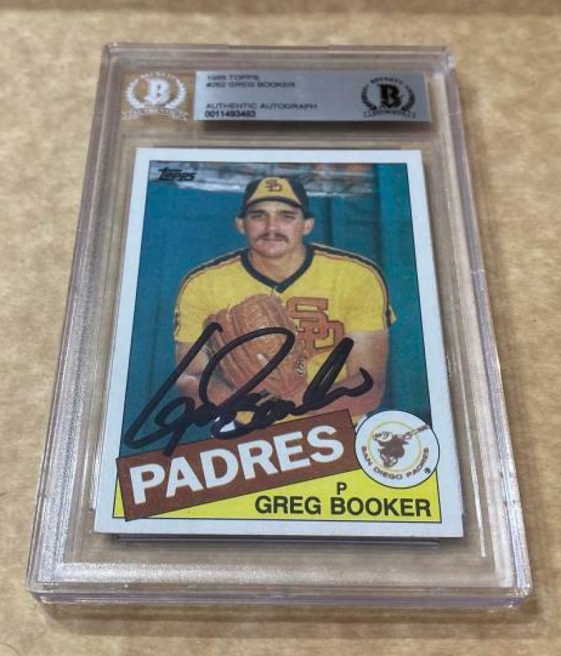 1985 TOPPS GREG BOOKER PADRES SIGNED CARD BECKETT AUTHENTIC AUTOGRAPHED