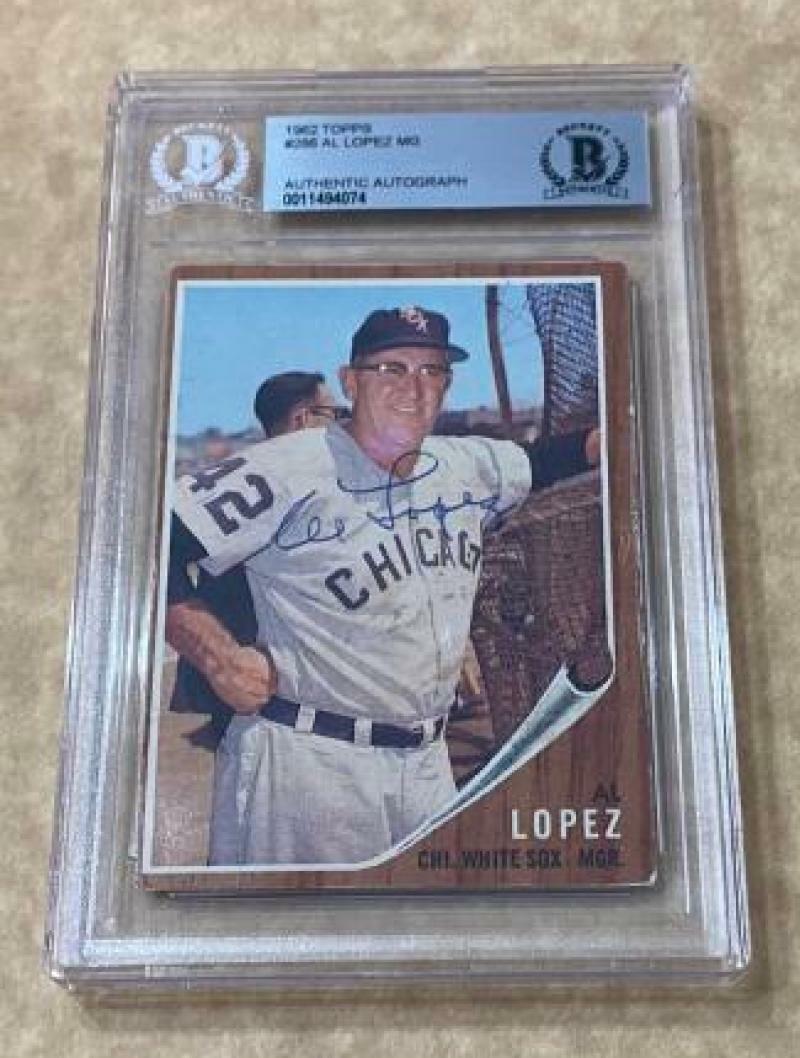 1962 TOPPS AL LOPEZ #286 WHITE SOX SIGNED CARD BECKETT AUTHENTIC AUTO VINTAGE COLLECTIBLE MEMORABILIA