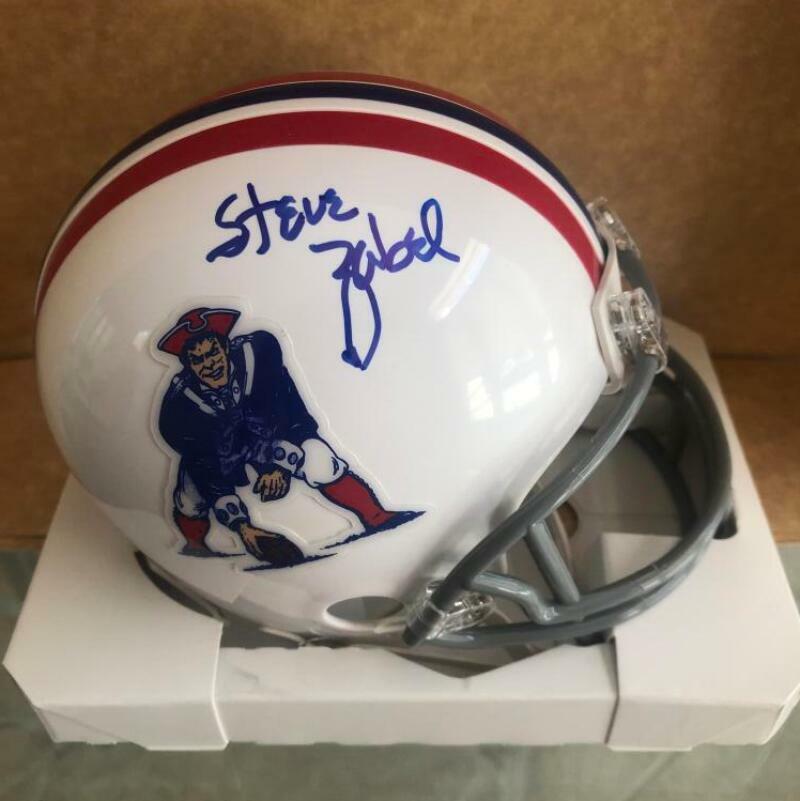 STEVE ZABEL NEW ENGLAND PATRIOTS SIGNED AUTOGRAPHED RIDDELL MINI HELMET W/COA