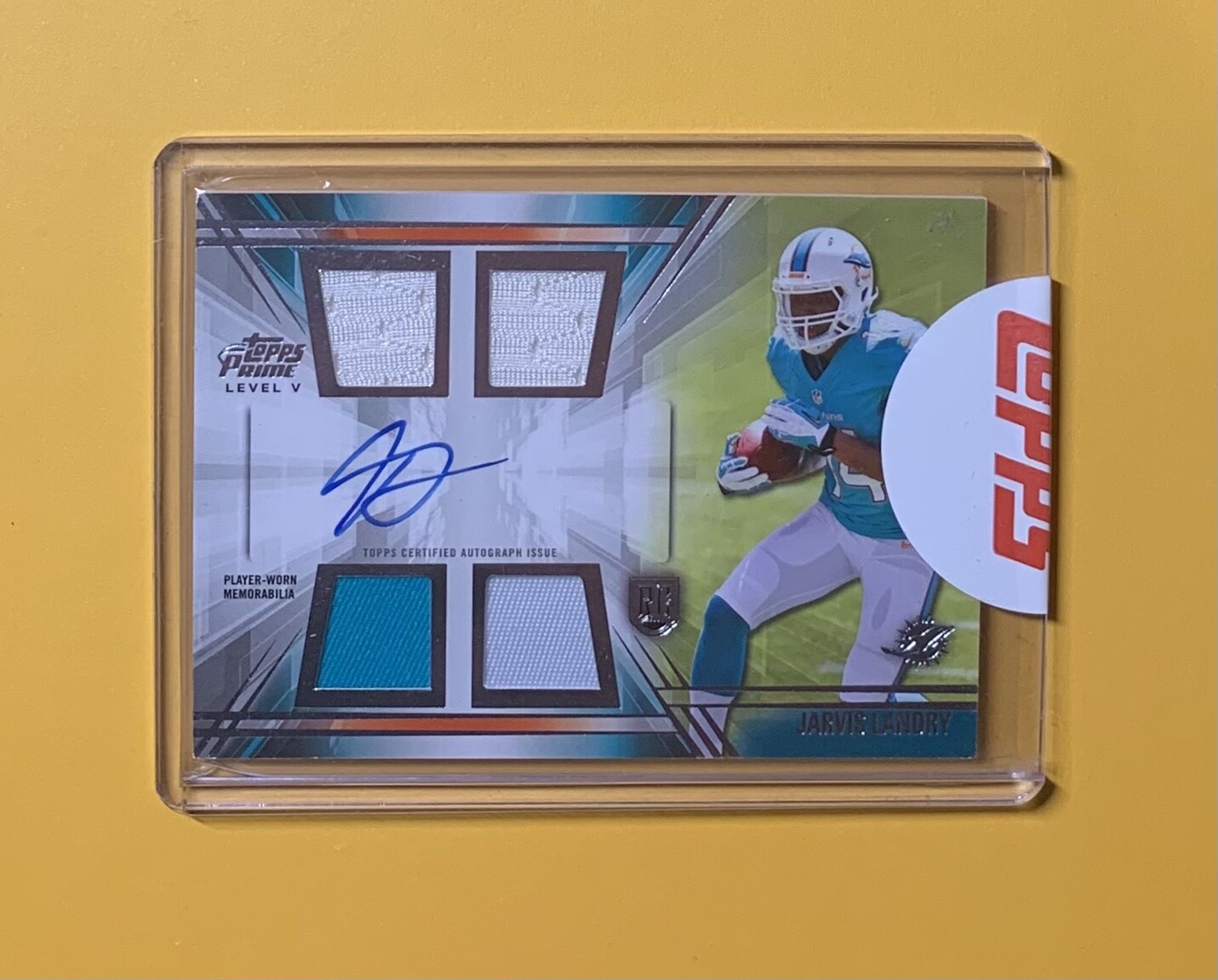 2014 TOPPS PRIME JARVIS LANDRY QUAD RELIC AUTO LEVEL V #PV-JL DOLPHINS