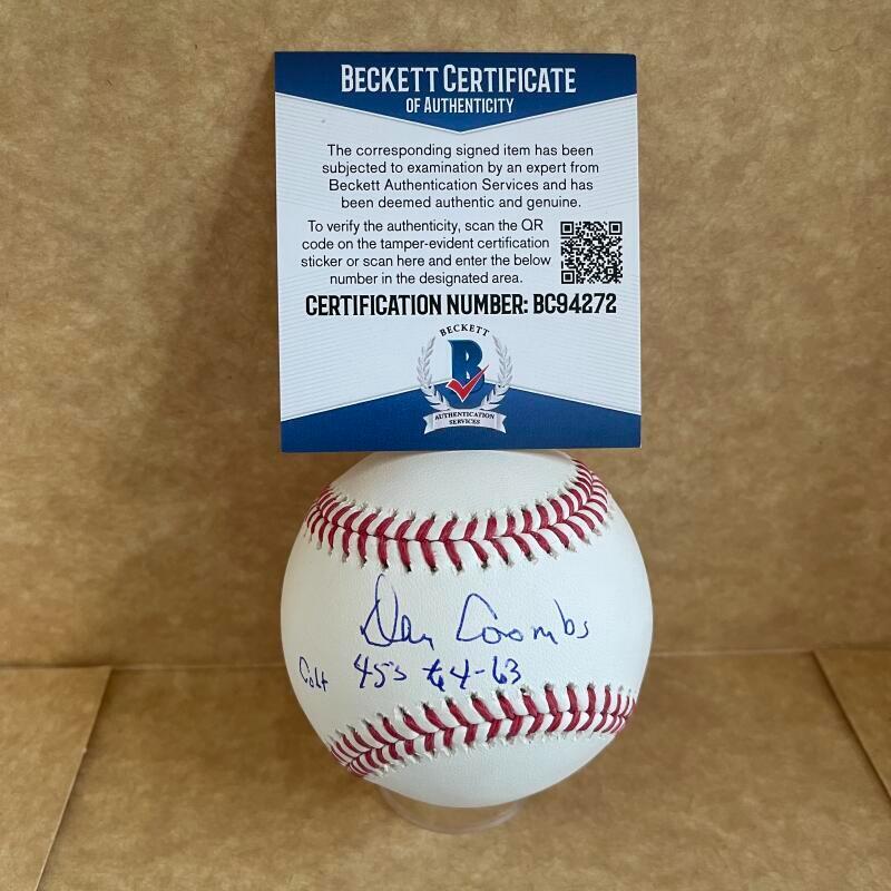 DANNY COOMBS COLT 45S 63-64 SIGNED AUTOGRAPHED M.L. BASEBALL BAS BC94272
