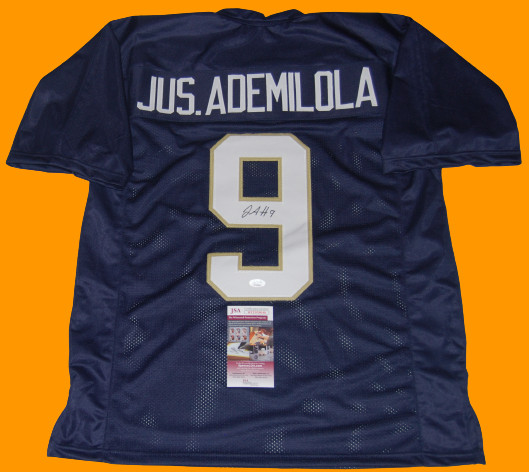 JUSTIN ADEMILOLA signed (NOTRE DAME FIGHTING IRISH) Navy XL jersey JSA Witness