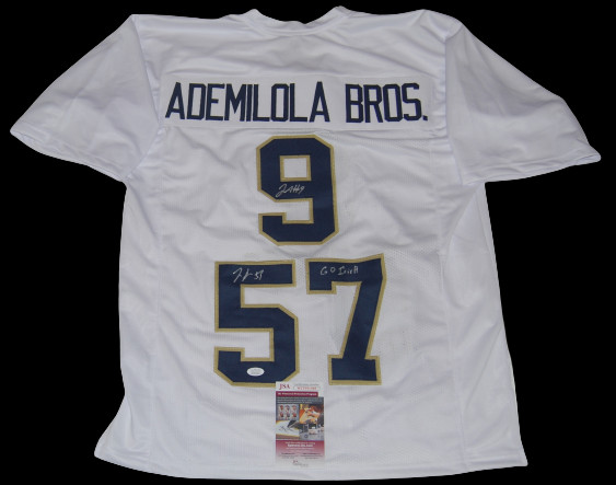 JUSTIN & JAYSON ADEMILOLA signed (NOTRE DAME FIGHTING IRISH) White XL jersey JSA