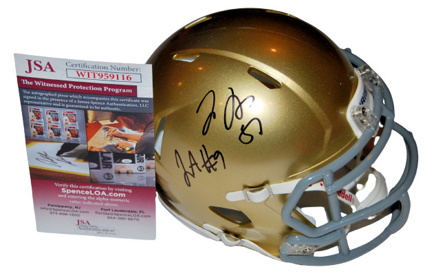 JUSTIN & JAYSON ADEMILOLA signed (NOTRE DAME FIGHTING IRISH) mini helmet #1 JSA