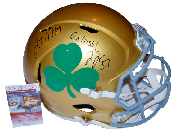 JUSTIN & JAYSON ADEMILOLA signed (NOTRE DAME FIGHTING IRISH) F/S helmet JSA
