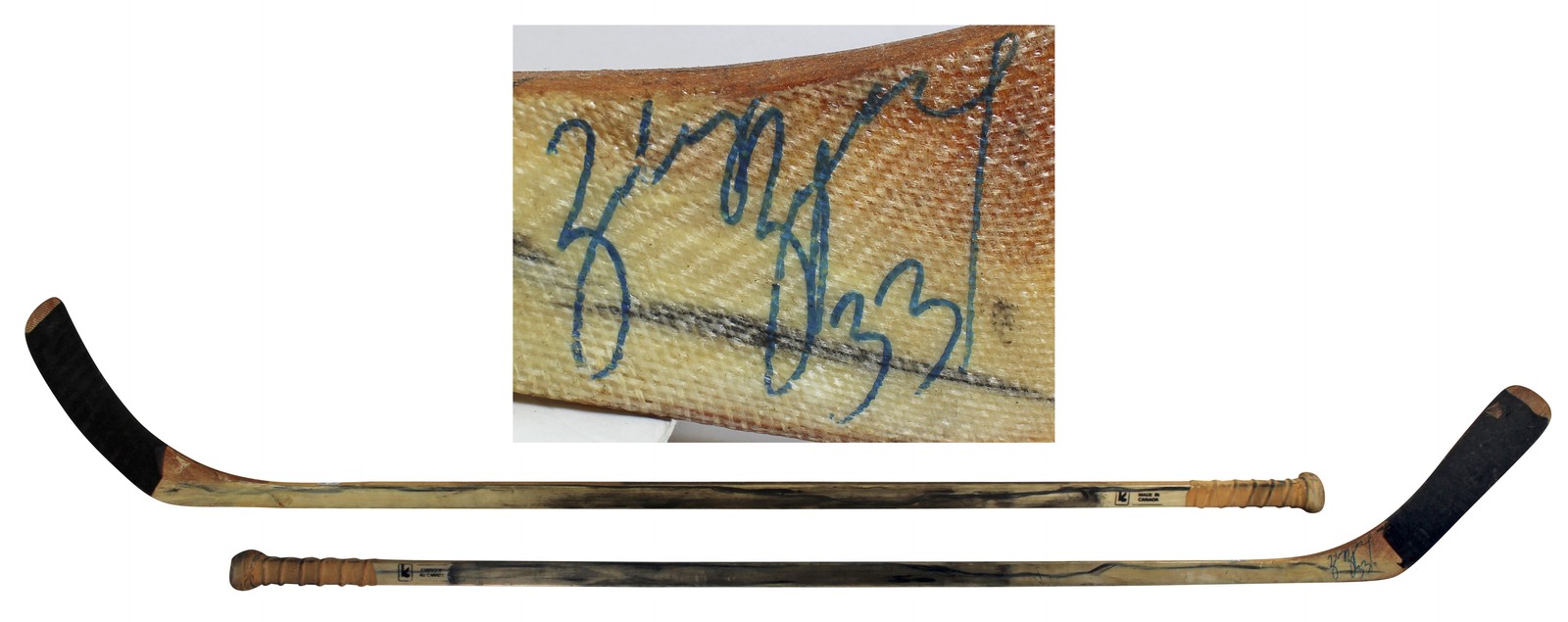 Penguins Zarley Zalapski Signed Game Used Louisville Goalie Hockey Stick BAS