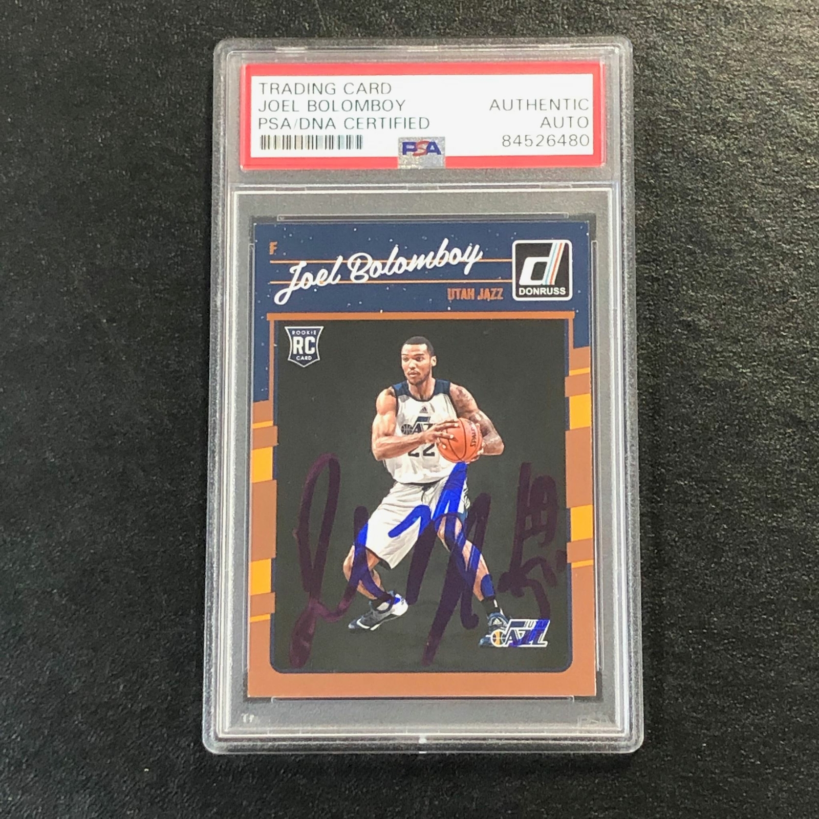 2016-17 Donruss #191 Joel Bolomboy Signed AUTO PSA Slabbed RC Jazz
