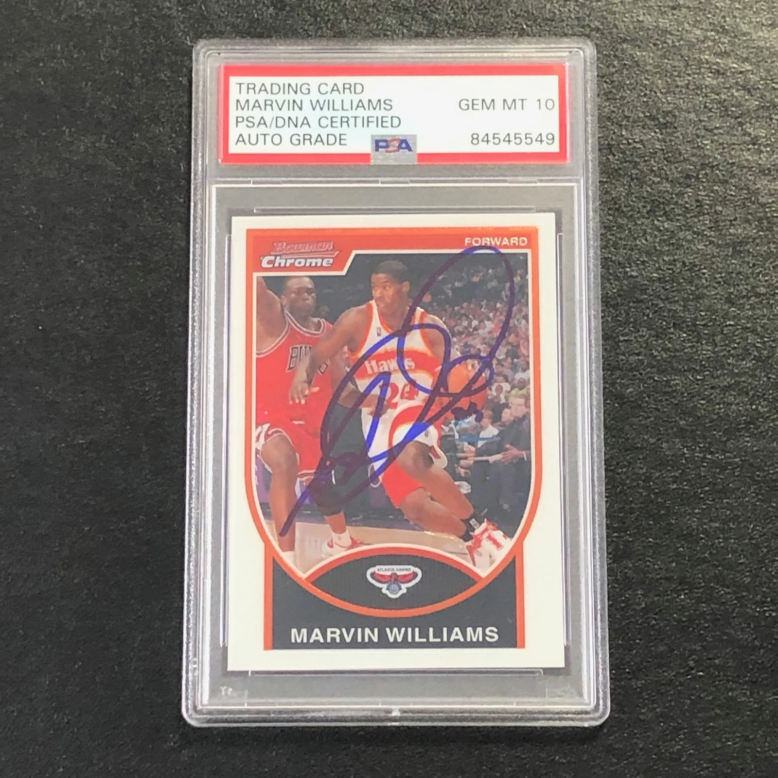 2007-08 Bowman Chrome #104 Marvin Williams Signed AUTO PSA Slabbed Hawks
