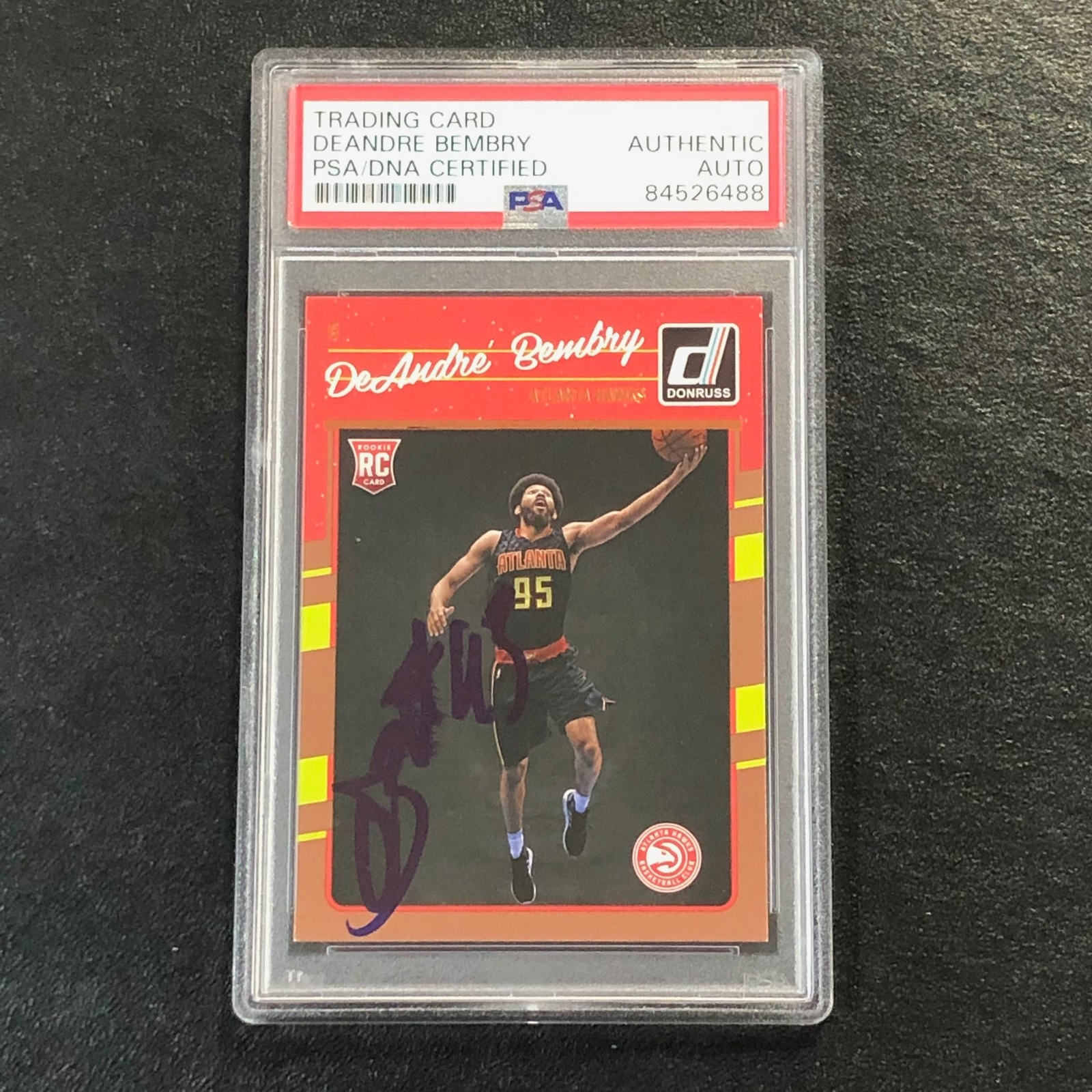 2016-17 Panini Donruss #168 Deandre Bembry Signed Card AUTO PSA Slabbed RC Hawks
