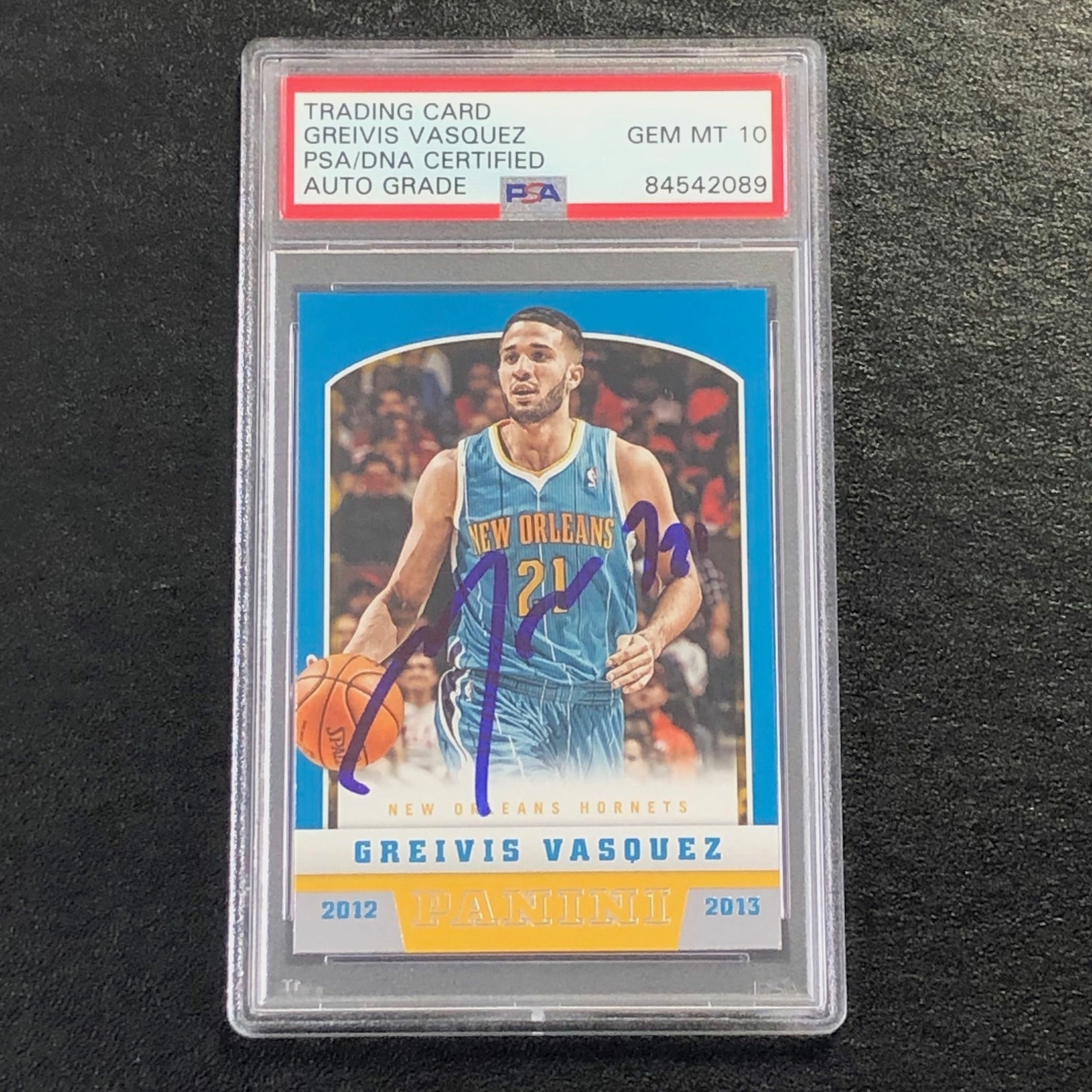 2012-13 Panini #70 Greivis Vasquez Signed AUTO 10 PSA Slabbed Hornets
