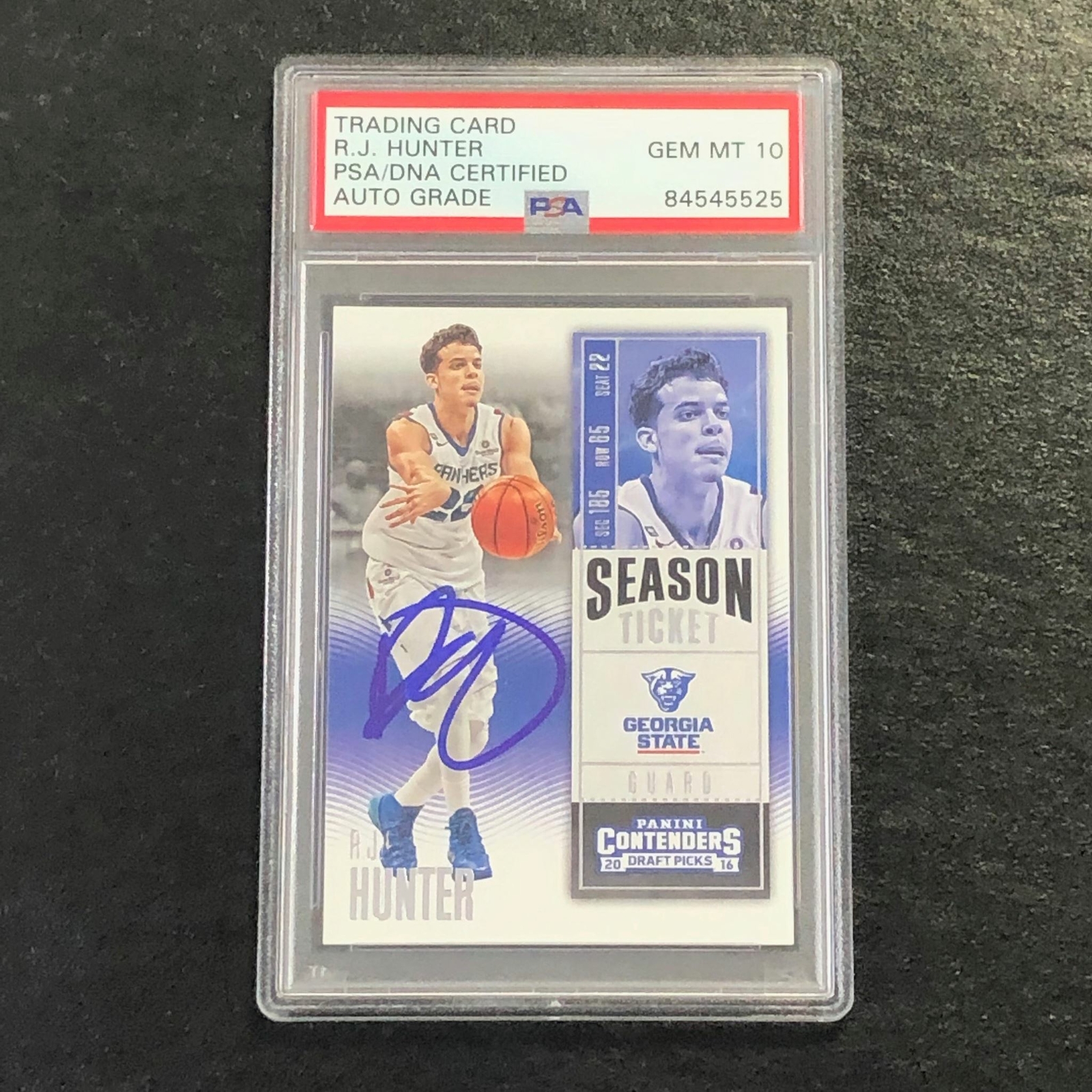 2016 Contenders Draft Picks #78 RJ HUNTER Signed Card AUTO 10 PSA Slabbed Georgi
