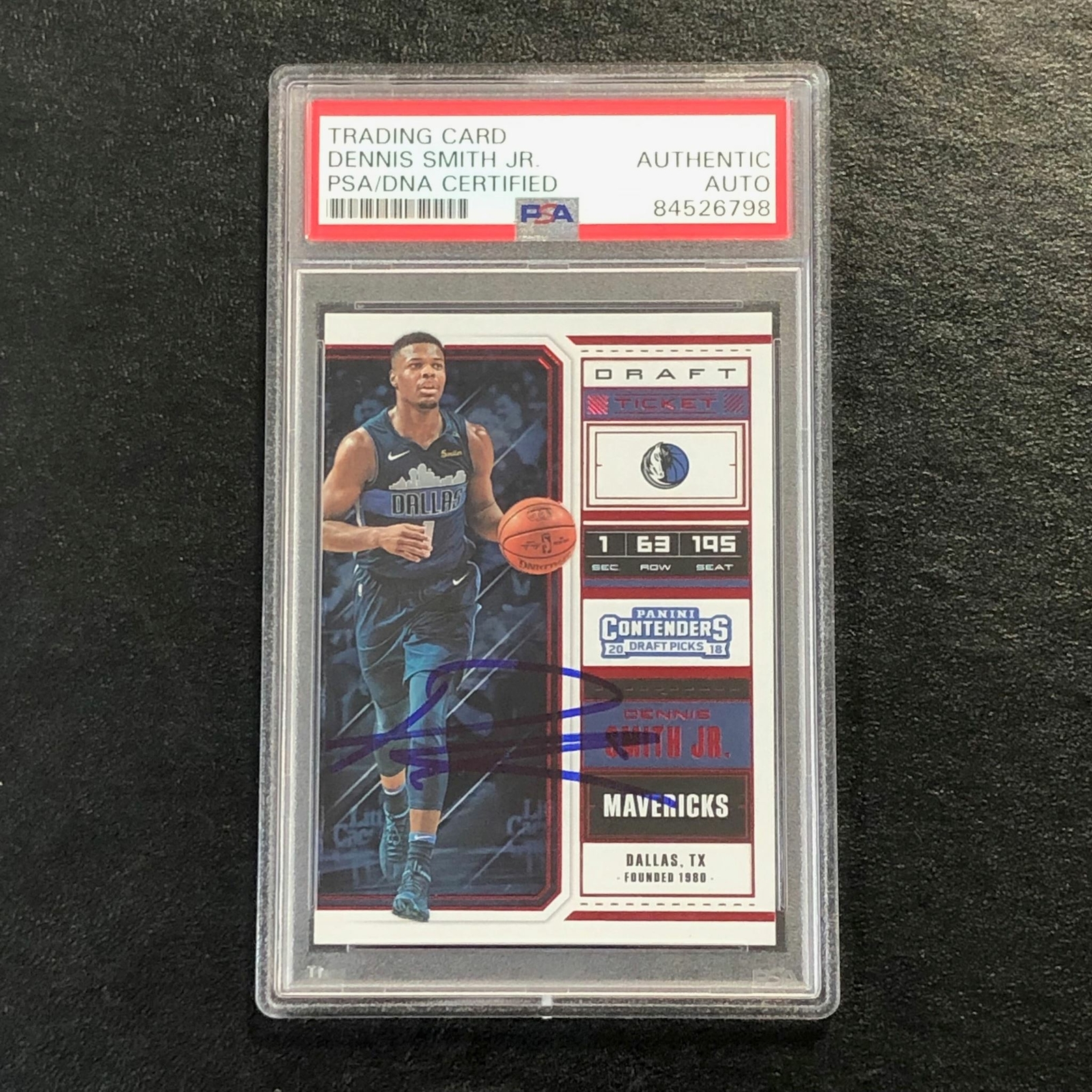 2018 Contenders Draft #12 Dennis Smith Jr. Signed Card AUTO PSA Slabbed Maverick
